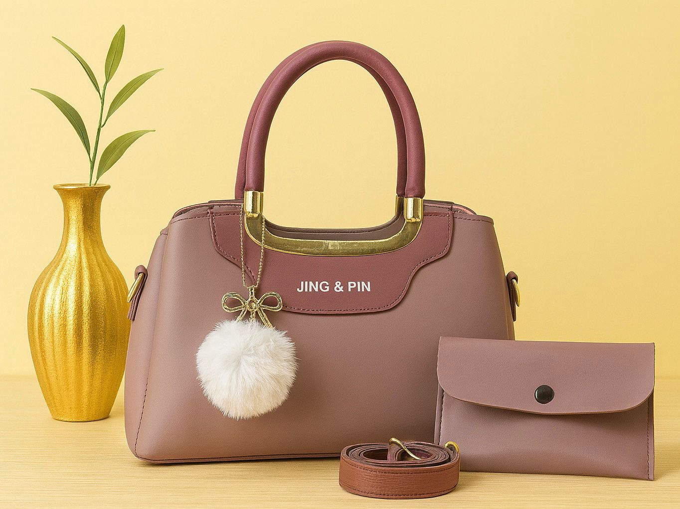 Synthetic Leather Handbag Set